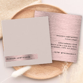 Tarjeta De Visita Cuadrada Moderno, sencillo y minimalista Faux Rosa Gold Cep