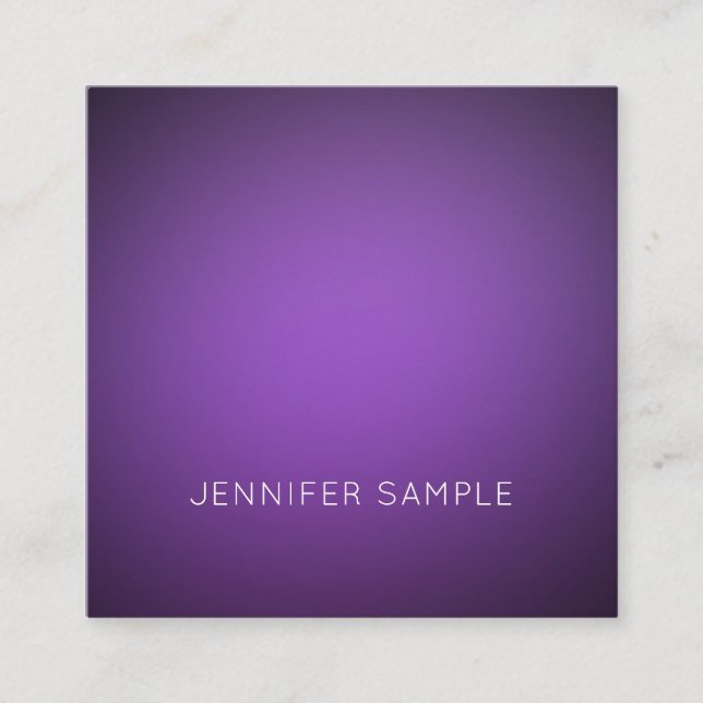 Tarjeta De Visita Cuadrada Moderno Simple Elegante Template Morado Lujoso (Anverso)