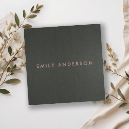TARJETA DE VISITA CUADRADA MODERNO SIMPLE MÍNIMO FAUX OSCURO PLATA GRIS NEGRO