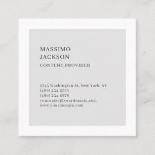 Tarjeta De Visita Cuadrada Moderno Simple Plano Negro Blanco Gris Minimalista