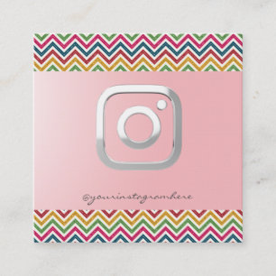 Tarjeta De Visita Cuadrada Moderno Simple, Plateado, Zigzag, Instagram