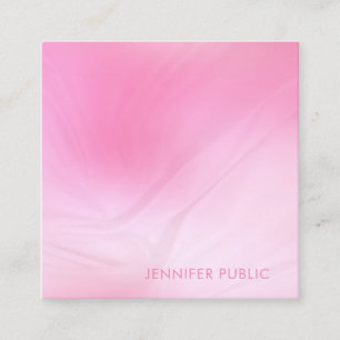 Tarjeta De Visita Cuadrada Moderno Template Rosa Blanco Elegante Profesional