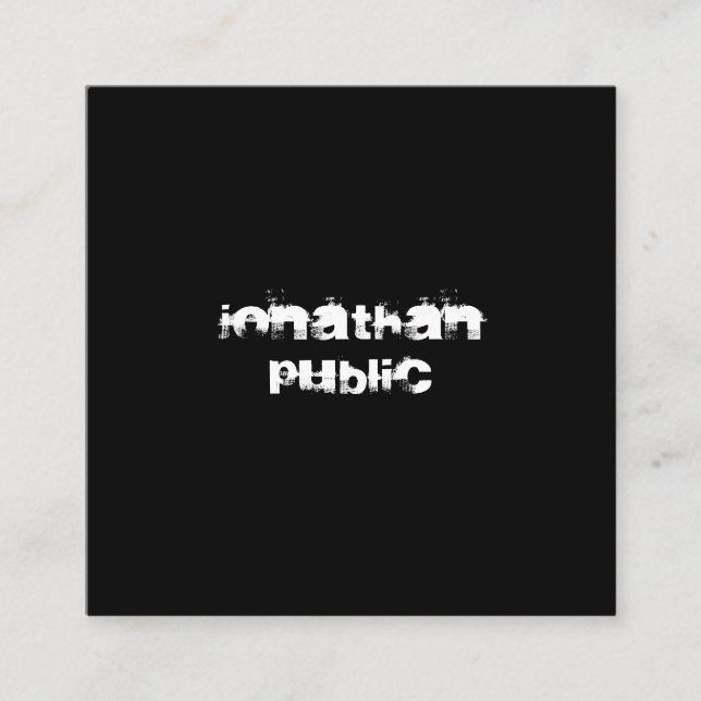 Tarjeta De Visita Cuadrada Moderno texto con problemas plantilla blanco negro (Anverso)