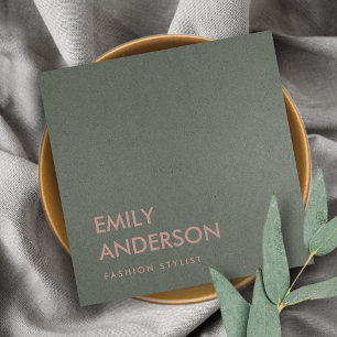 TARJETA DE VISITA CUADRADA MODERNO TRENDY SIMPLE GRIS MÍNIMO DE PLATA OSCURA