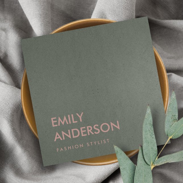 TARJETA DE VISITA CUADRADA MODERNO TRENDY SIMPLE MÍNIMO FAUX OSCURO PLATA GRI (Subido por el creador)