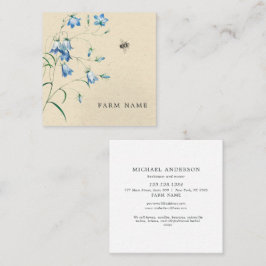 Tarjeta De Visita Cuadrada Moderno Vintage Simple Bee Honey Bell Flower Carto