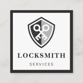 Tarjeta De Visita Cuadrada Moderno y audaz Locksmith Services Black & Grey Cl