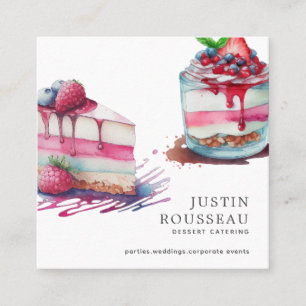 Tarjeta De Visita Cuadrada Moderno y audaz postre acuático Baker Pastry Chef
