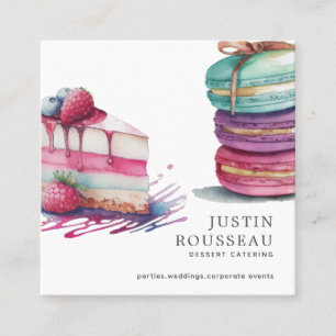 Tarjeta De Visita Cuadrada Moderno y audaz postre acuático Baker Pastry Chef