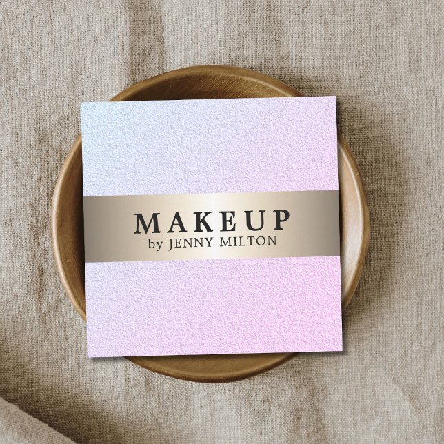 Tarjeta De Visita Cuadrada Moderno y elegante artista Faux Gold Stripe Makeup (Subido por el creador)