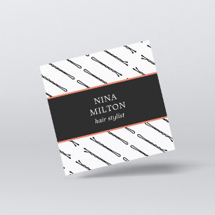 Tarjeta De Visita Cuadrada Moderno y elegante barniz de pelo negro