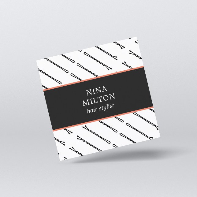 Tarjeta De Visita Cuadrada Moderno y elegante barniz de pelo negro (Subido por el creador)