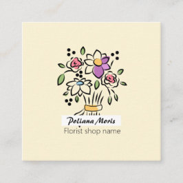 Tarjeta De Visita Cuadrada Moderno y elegante Bouquet Floral Florismo