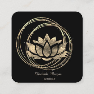 Tarjeta De Visita Cuadrada Moderno y elegante Círculos Gold Lotus