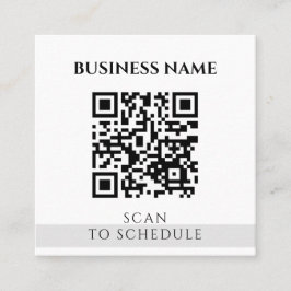 Tarjeta De Visita Cuadrada Moderno y elegante código QR blanco negro en medio