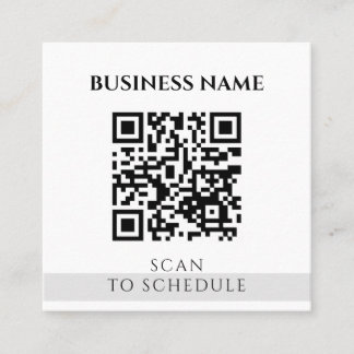 Tarjeta De Visita Cuadrada Moderno y elegante código QR blanco negro en medio