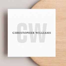 Tarjeta De Visita Cuadrada Moderno y elegante Consultor de Monograma Blanco S