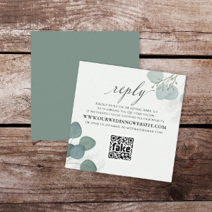 Tarjeta De Visita Cuadrada Moderno y elegante Eucalyptus Greenery Código QR R