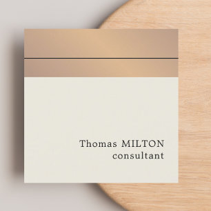 Tarjeta De Visita Cuadrada Moderno y elegante Faux Gold Stripes Consultor