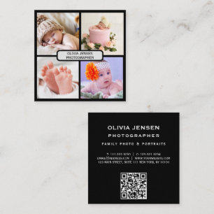 Tarjeta De Visita Cuadrada Moderno y elegante fotógrafo de collage qr code