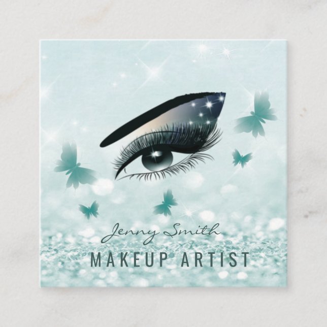 Tarjeta De Visita Cuadrada Moderno y elegante maquillaje de mariposas bokek p (Anverso)
