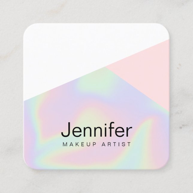 Tarjeta De Visita Cuadrada moderno y elegante maquillaje holográfico (Anverso)