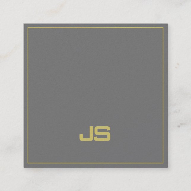 Tarjeta De Visita Cuadrada Moderno y elegante Monograma Plain Pearl Fin Lujo (Anverso)