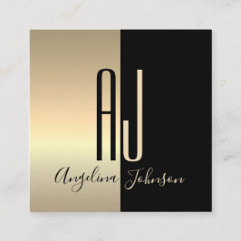 Tarjeta De Visita Cuadrada Moderno y elegante oro negro