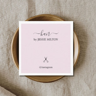 Tarjeta De Visita Cuadrada Moderno y elegante peluquero Rosa blanco
