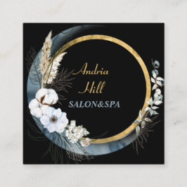 Tarjeta De Visita Cuadrada moderno y elegante salón de flores y spa con códig