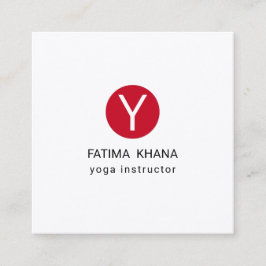Tarjeta De Visita Cuadrada Moderno y elegante Yoga Rojo Monogramado