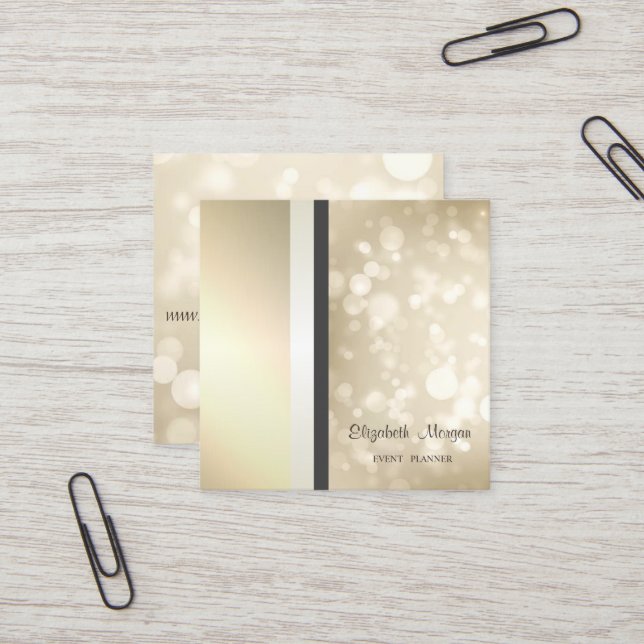 Tarjeta De Visita Cuadrada Moderno y estiloso Bokeh Geométrico, a rayas (Anverso/Reverso In Situ)