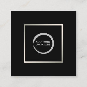 Tarjeta De Visita Cuadrada Moderno y minimalista color negro plateado simple 
