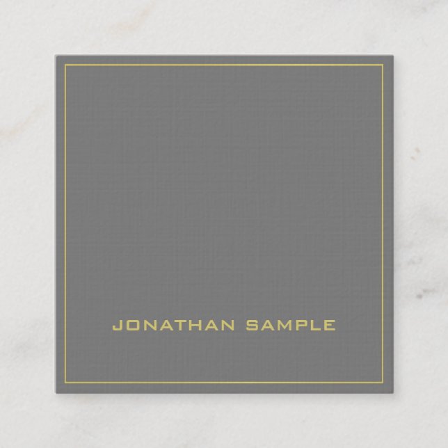 Tarjeta De Visita Cuadrada Moderno y moderno elegante Plain Premium Linen Lux (Anverso)