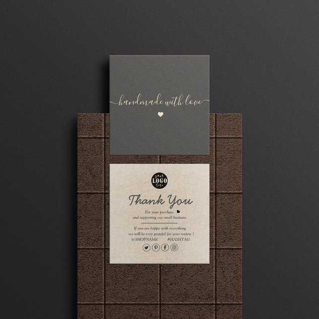 Tarjeta De Visita Cuadrada Moderno y Simple Brown Smooth Gracias (Subido por el creador)