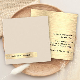 Tarjeta De Visita Cuadrada Moderno y simple Faux Gold Cepillado Metalizado