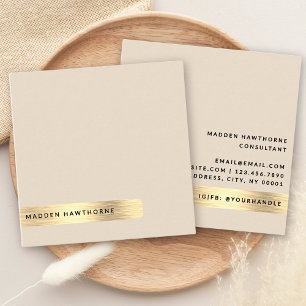 Tarjeta De Visita Cuadrada Moderno y simple Faux Gold Cepillado Metalizado