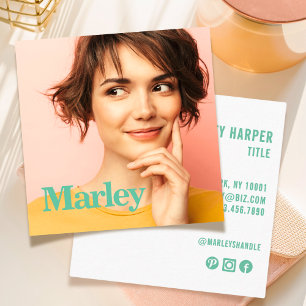 Tarjeta De Visita Cuadrada Moderno y simple foto de diversión profesional