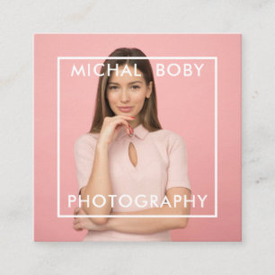 Tarjeta De Visita Cuadrada Moderno y simple foto mínima Código QR Medios soci