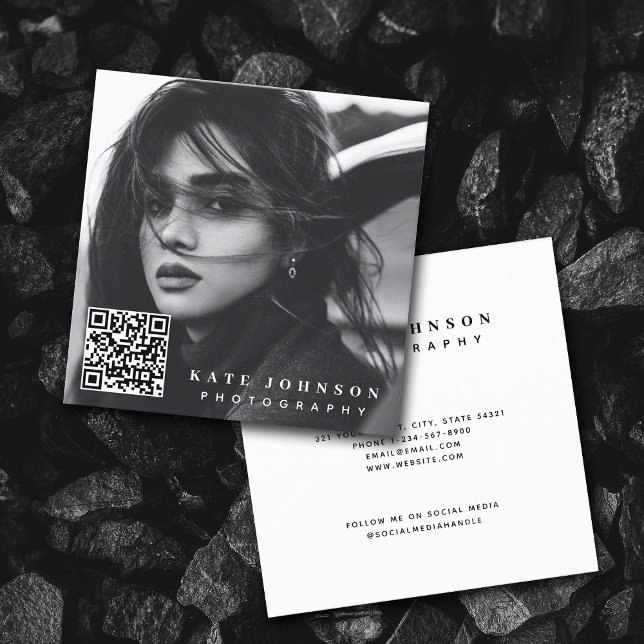 Tarjeta De Visita Cuadrada Moderno y simple foto mínima Código QR Medios soci (Subido por el creador)