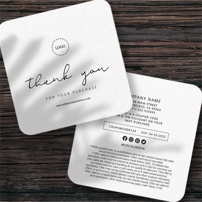 Tarjeta De Visita Cuadrada Moderno y simple Moda elegante Cupón de promoción  (Subido por el creador)