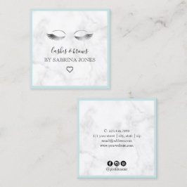 Tarjeta De Visita Cuadrada Modernos azotes y cejas de plata de mármol mínimo