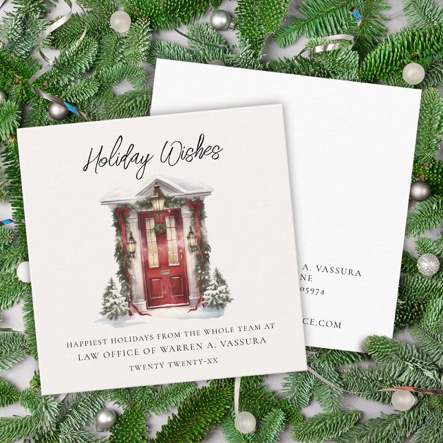 Tarjeta De Visita Cuadrada Modernos deseos de vacaciones en los negocios (Modern Holiday Wishes Business Square Business Card)