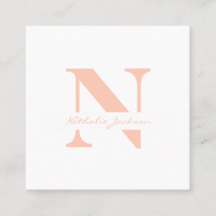 Tarjeta De Visita Cuadrada Modesto y elegante durazno monogramado