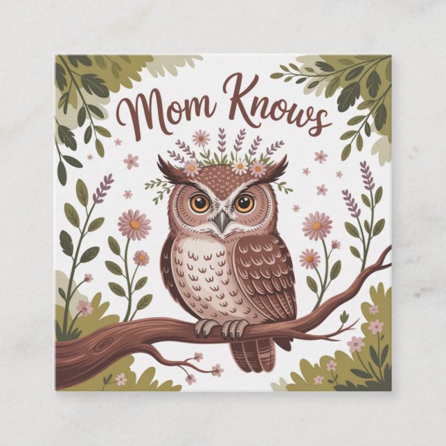 Tarjeta De Visita Cuadrada Mom Knows (Anverso)