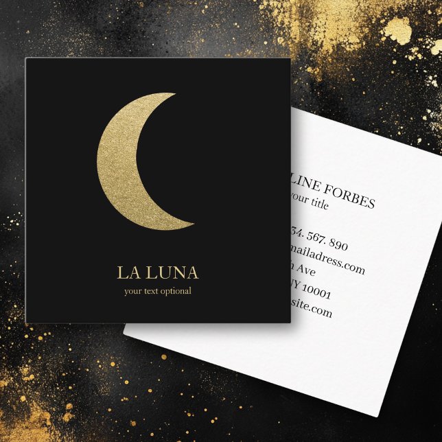 Tarjeta De Visita Cuadrada Mond  Visitenkarte (Gold Moon Business Card.)