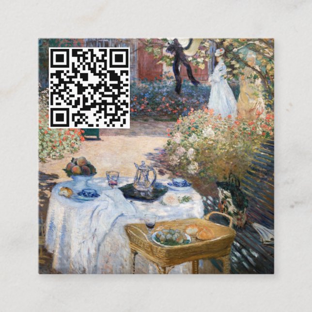 Tarjeta De Visita Cuadrada Monet - El almuerzo, panel decorativo - Código QR (Anverso)