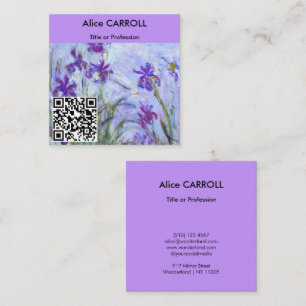 Tarjeta De Visita Cuadrada Monet - Lilac Irises / Iris Mauves - Código QR
