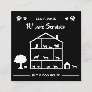 Tarjeta De Visita Cuadrada Monocromo en los servicios de cuidado de mascotas