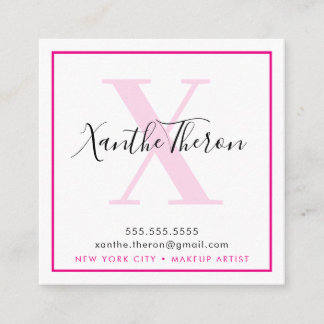 Tarjeta De Visita Cuadrada MONOGRAM guión elegante minimo moderno rosa calien